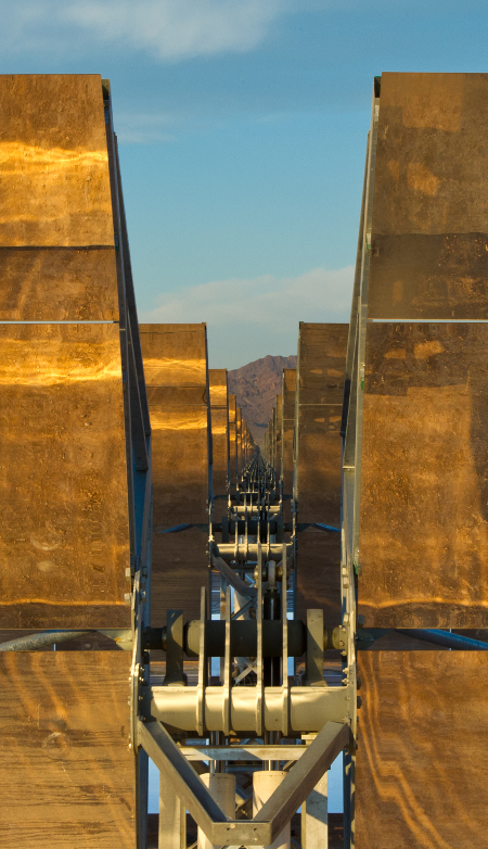 Detail of the parabolic trough collectors in Solana.