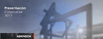 Logo de Abengoa junto a una parte de la bola del mundo.