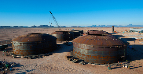 Construction of thermal energy storage tanks.