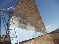 Installation of some of the parabolic trough mirrors at Solana