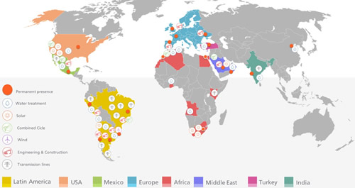 Abengoa's consolidated sales by geographic * Data as June 2011